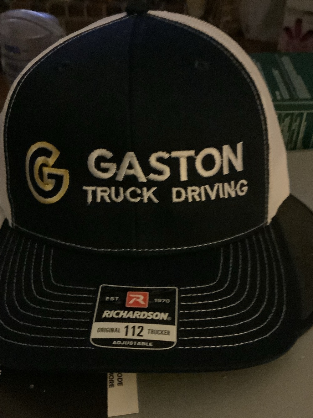 Gaston Truck Driving Black & White Richardson Trucker Hat